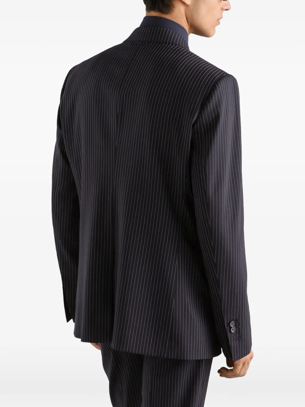 Dolce & Gabbana Martini Light wollen jack met dubbele rij knopen en krijtstreep Blauw