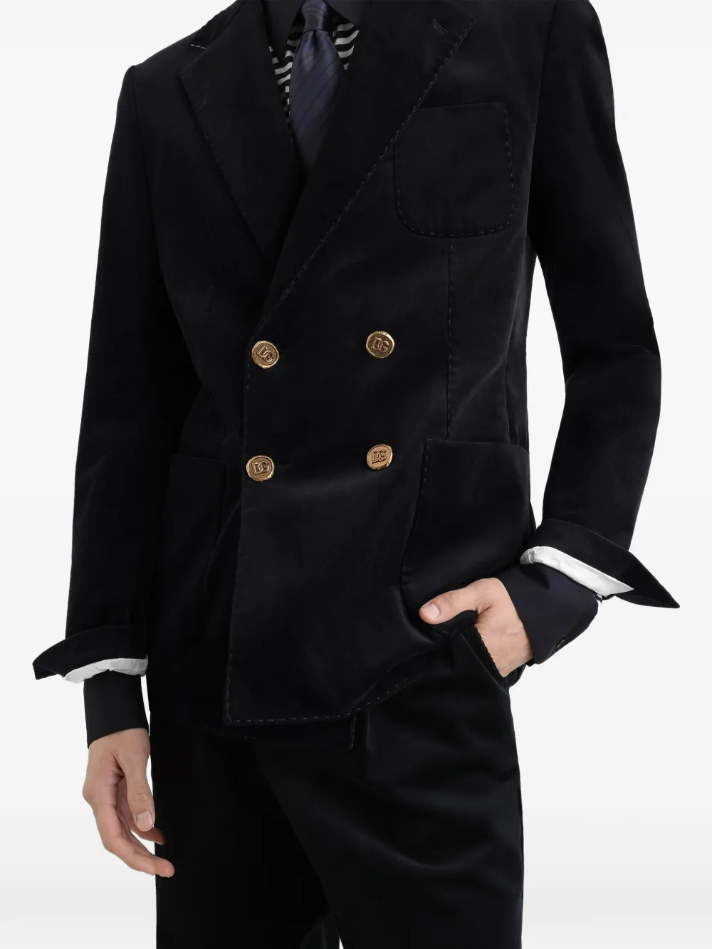 Dolce & Gabbana Portofino fluwelen blazer met dubbele rij knopen Blauw
