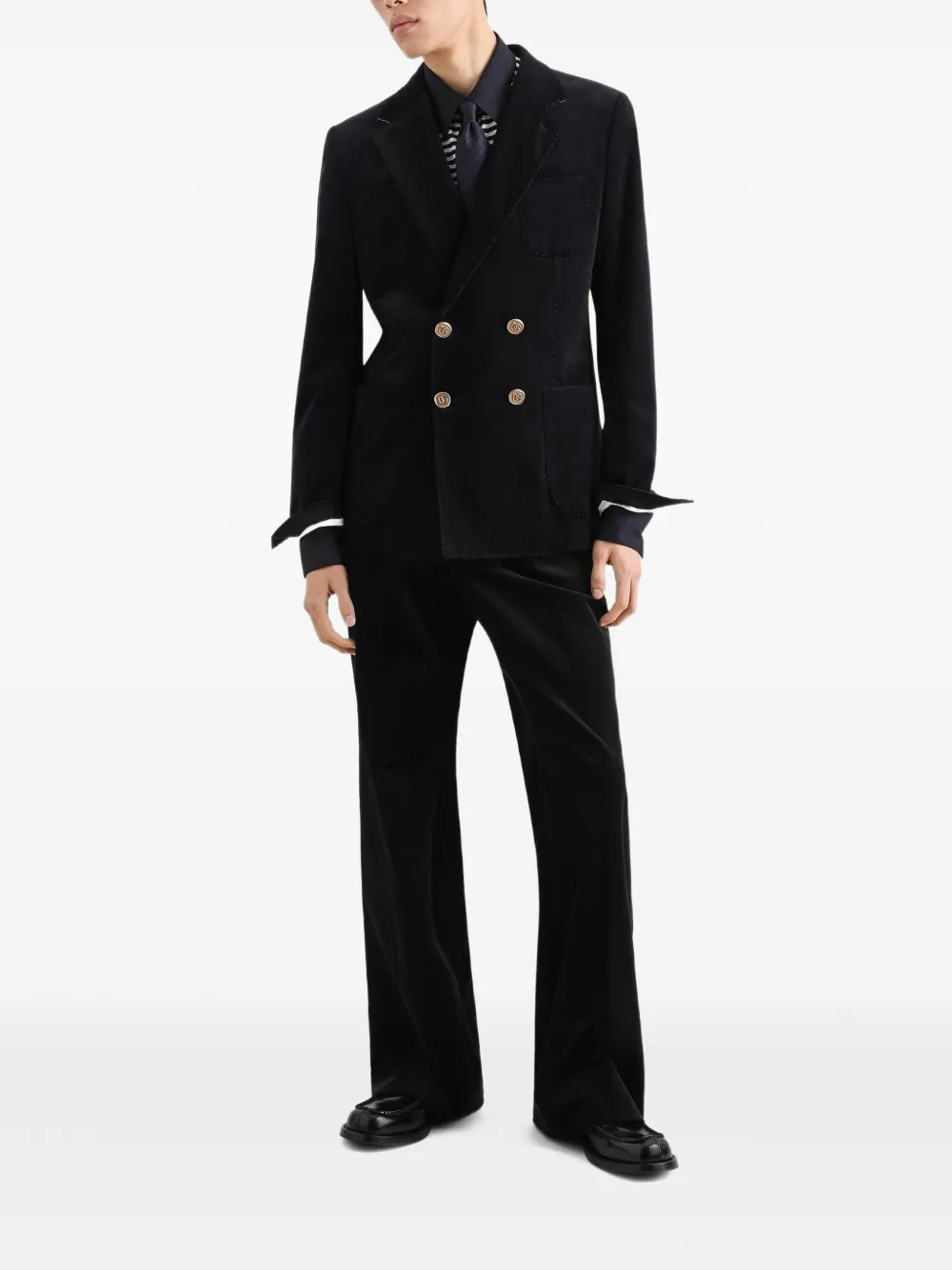 Dolce & Gabbana Portofino fluwelen blazer met dubbele rij knopen Blauw