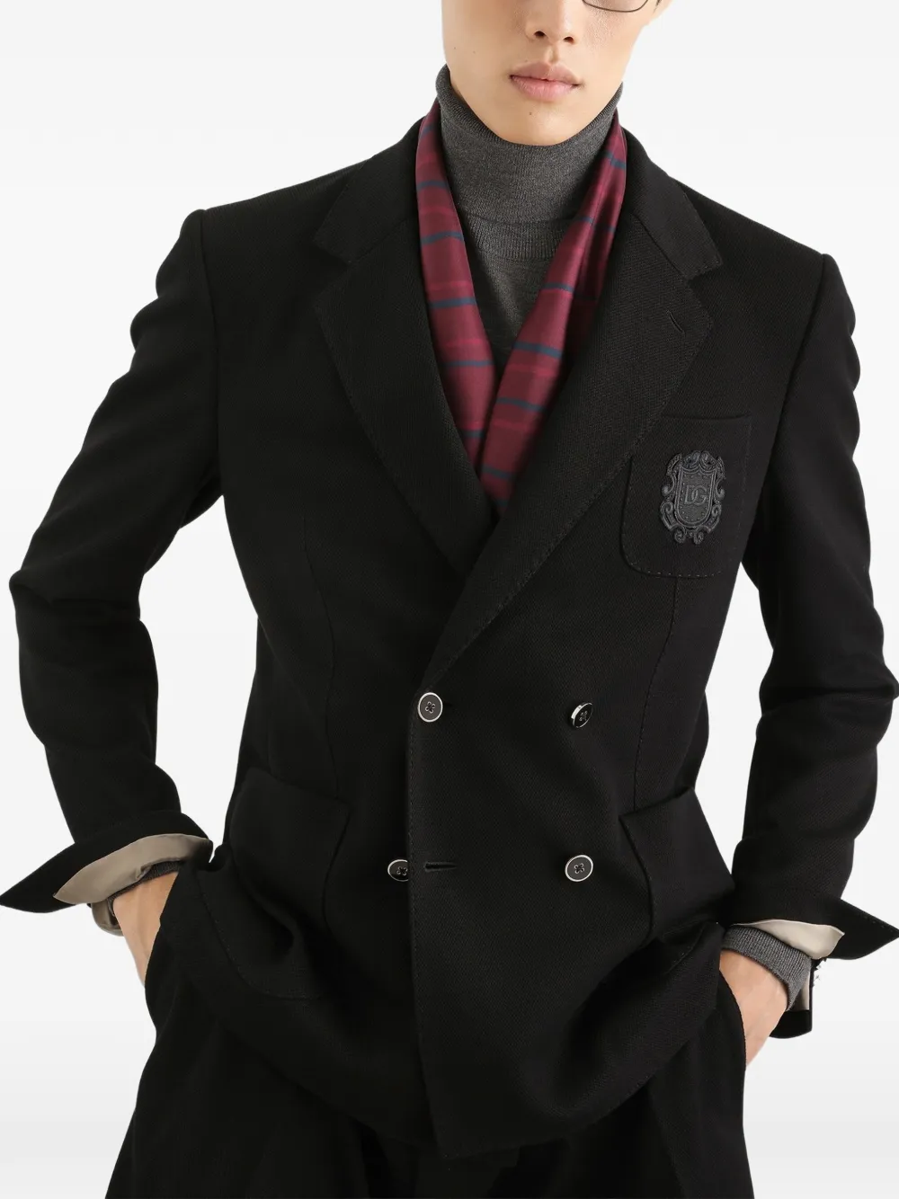 Dolce & Gabbana Portofino jersey blazer met dubbele rij knopen Zwart