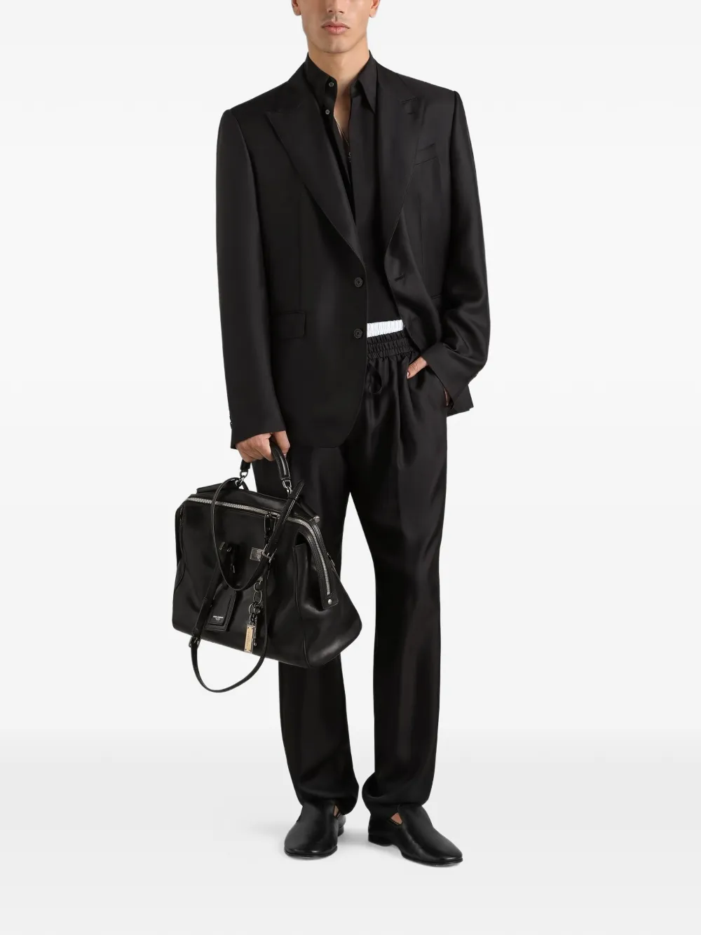 Dolce & Gabbana Sicilia Light zijden twill blazer met enkele rij knopen Zwart