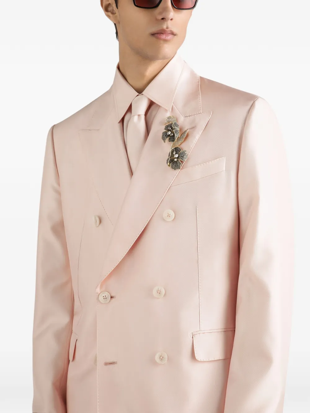Dolce & Gabbana Sicilia Light zijden jack met dubbele rij knopen Roze