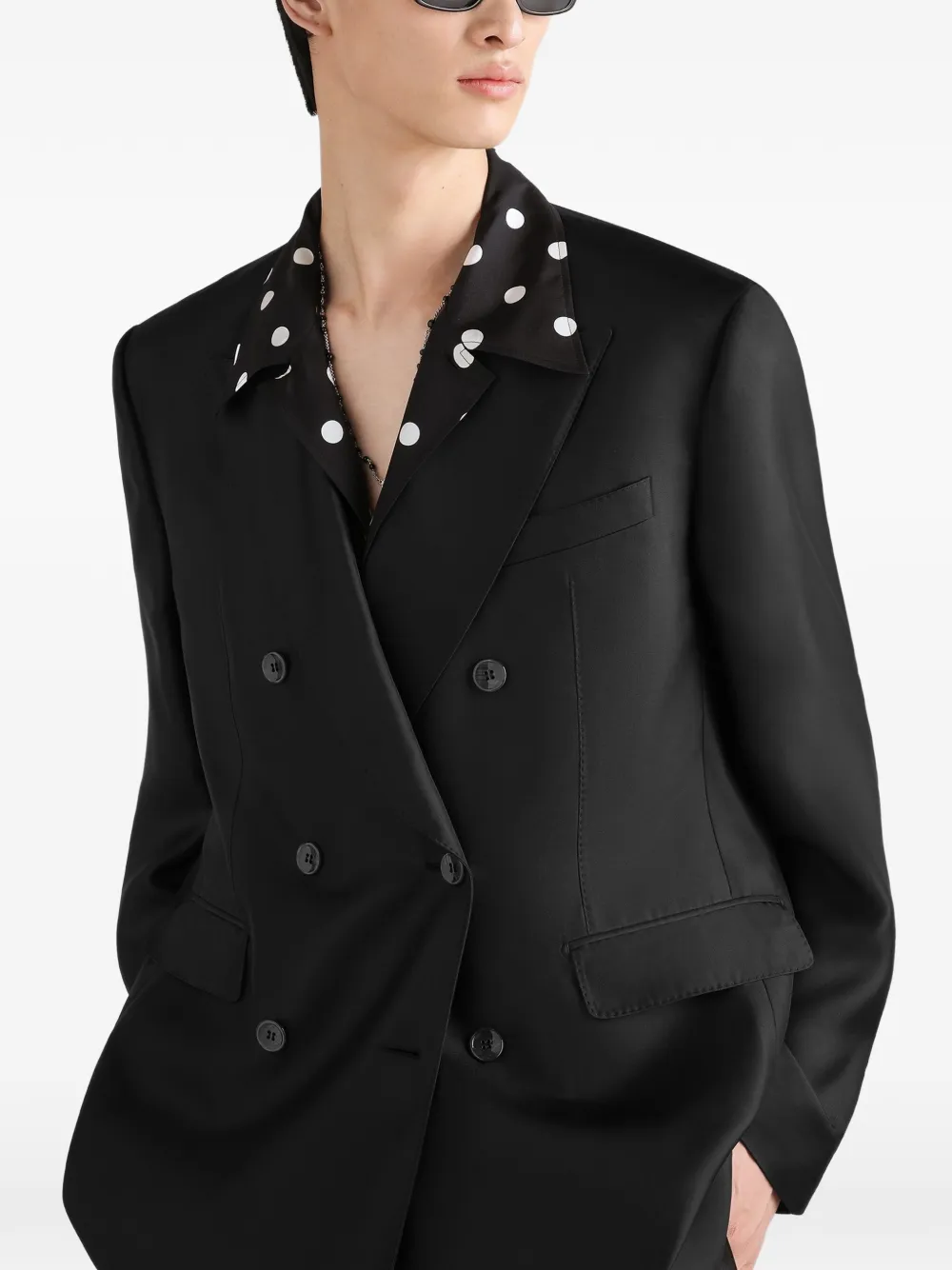 Dolce & Gabbana Sicilia zijden twill jack met dubbele rij knopen Zwart
