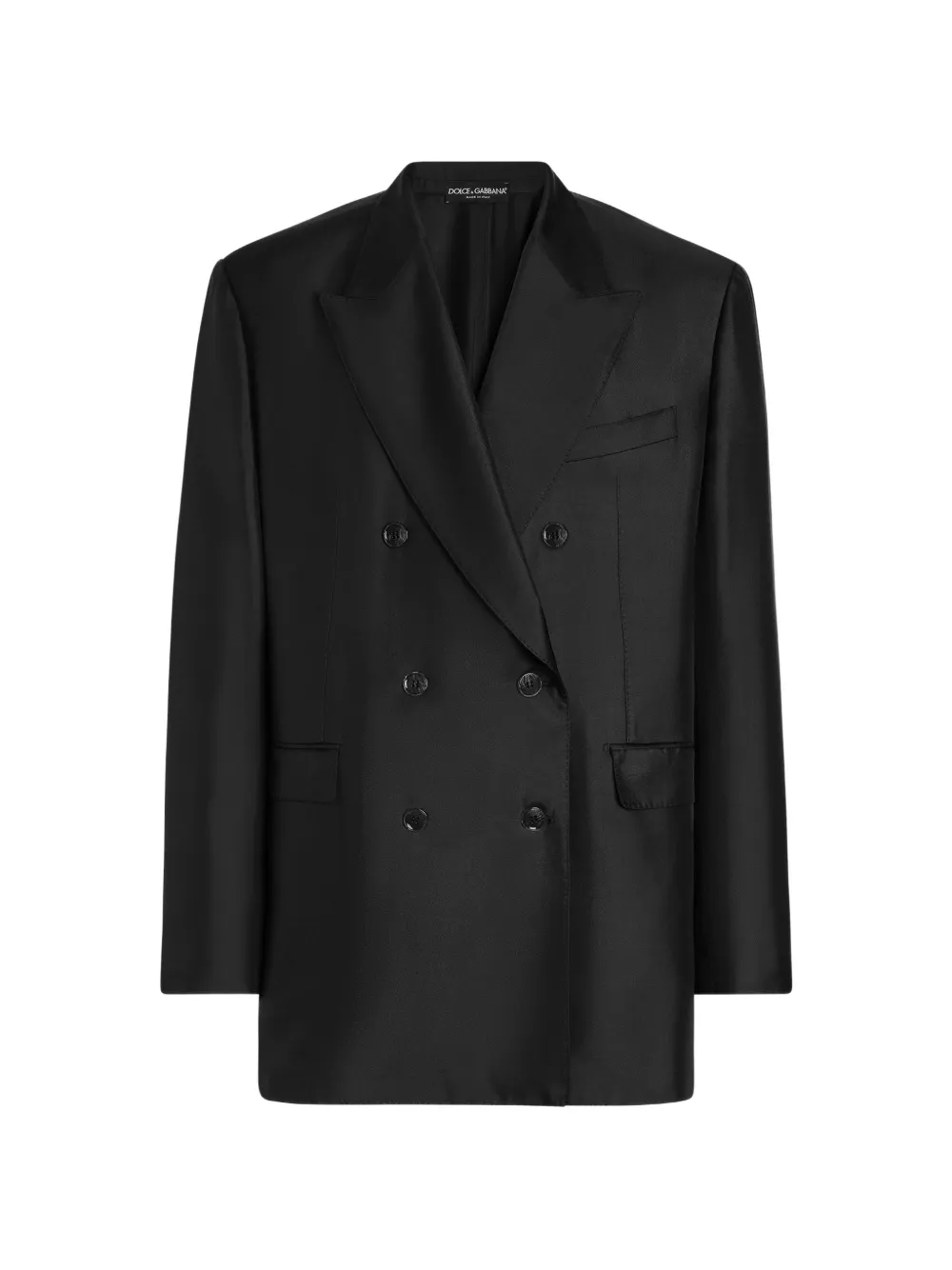 Dolce & Gabbana Sicilia light double-breasted silk twill jacket - Nero