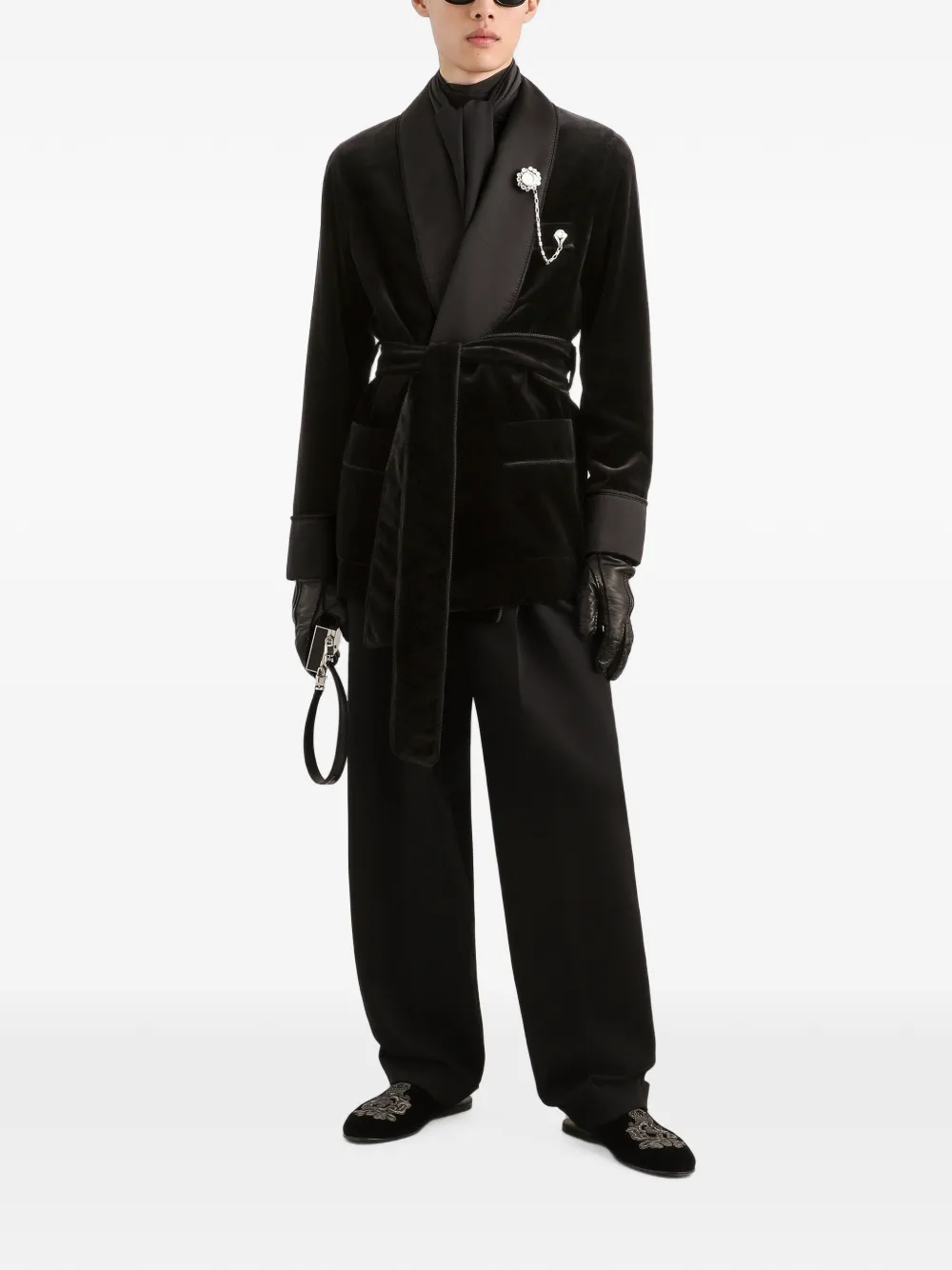 Dolce & Gabbana Sicilia Light fluwelen jack Zwart
