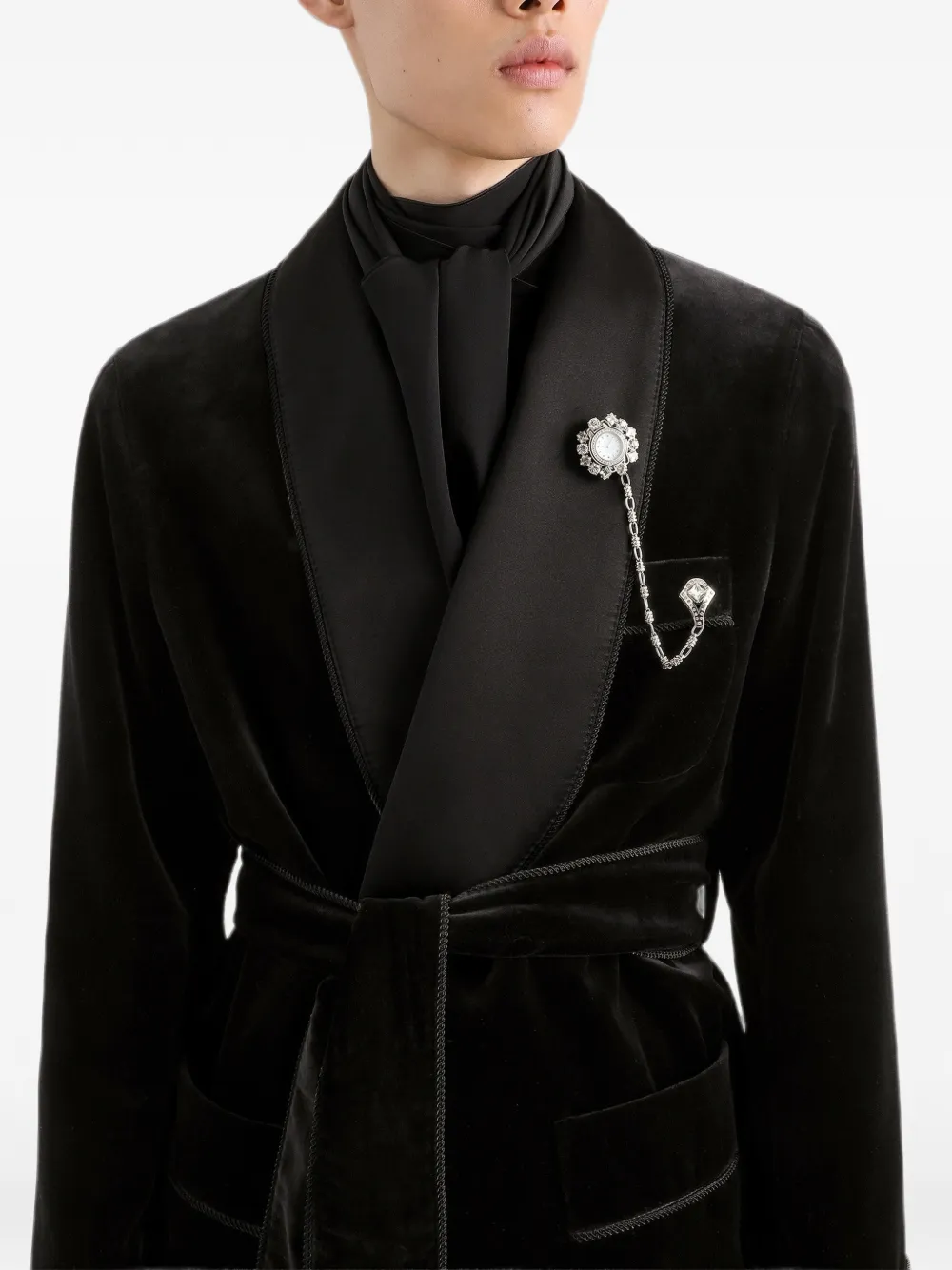 Dolce & Gabbana Sicilia Light fluwelen jack Zwart