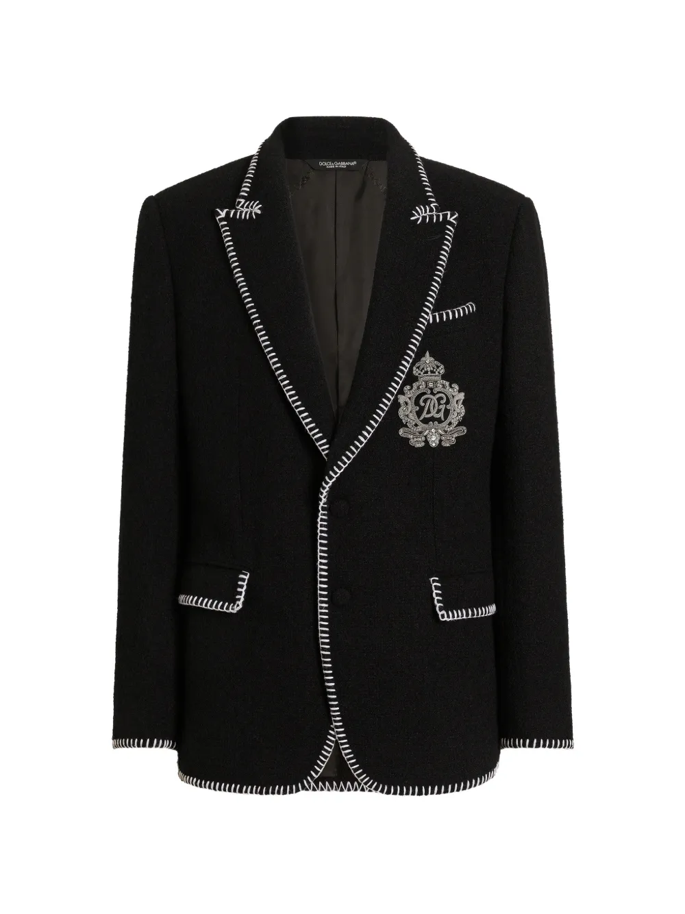 Dolce & Gabbana Giacca monopetto in tweed con ricamo - Nero