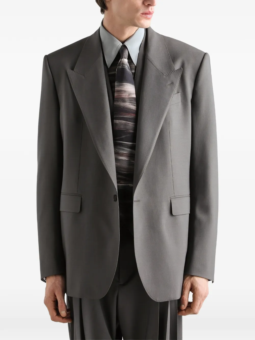 Dolce & Gabbana Palermo wollen jack met enkele rij knopen Grijs