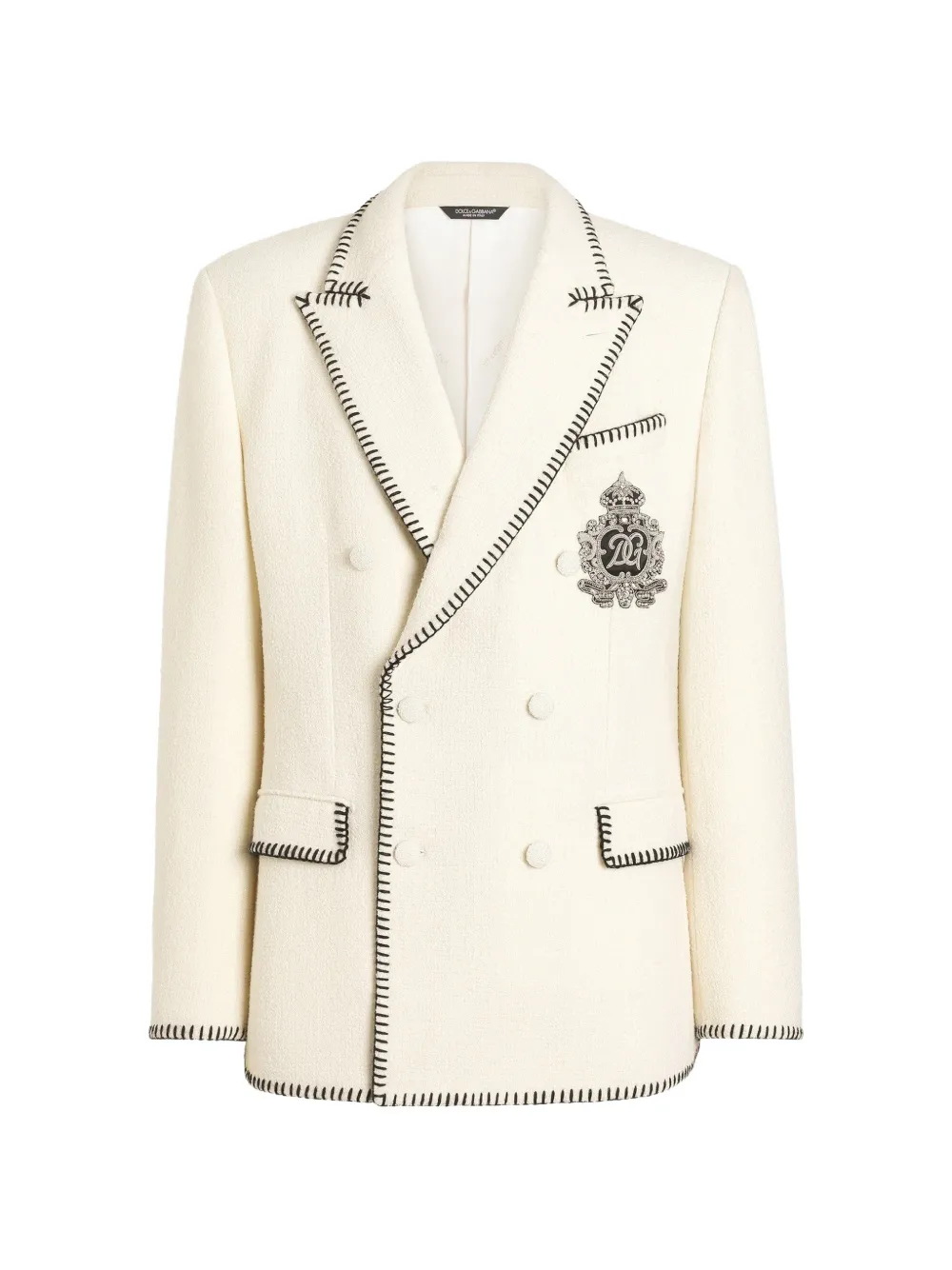 Dolce & Gabbana Doppelreihige Tweed-Jacke mit Stickerei - Weiß