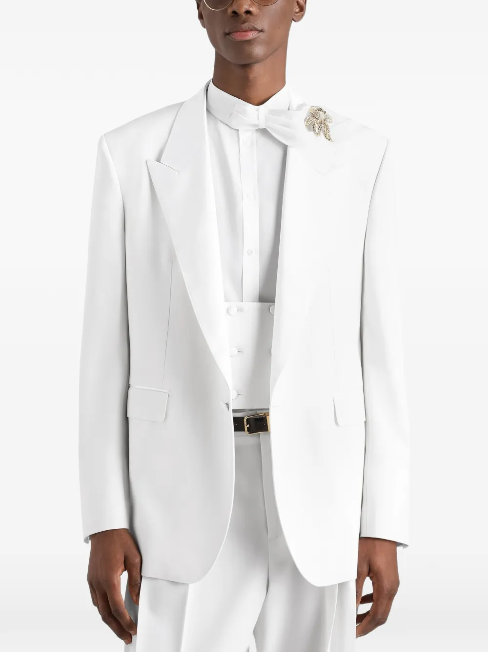 Dolce & Gabbana Palermo smoking van scheerwol met enkele rij knopen Wit