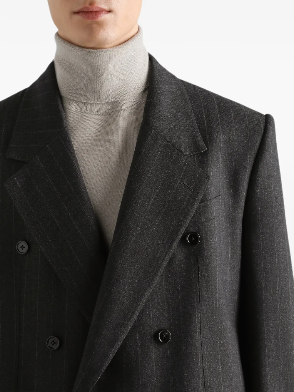 Dolce & Gabbana Palermo wollen jack met dubbele rij knopen en krijtstreep Grijs