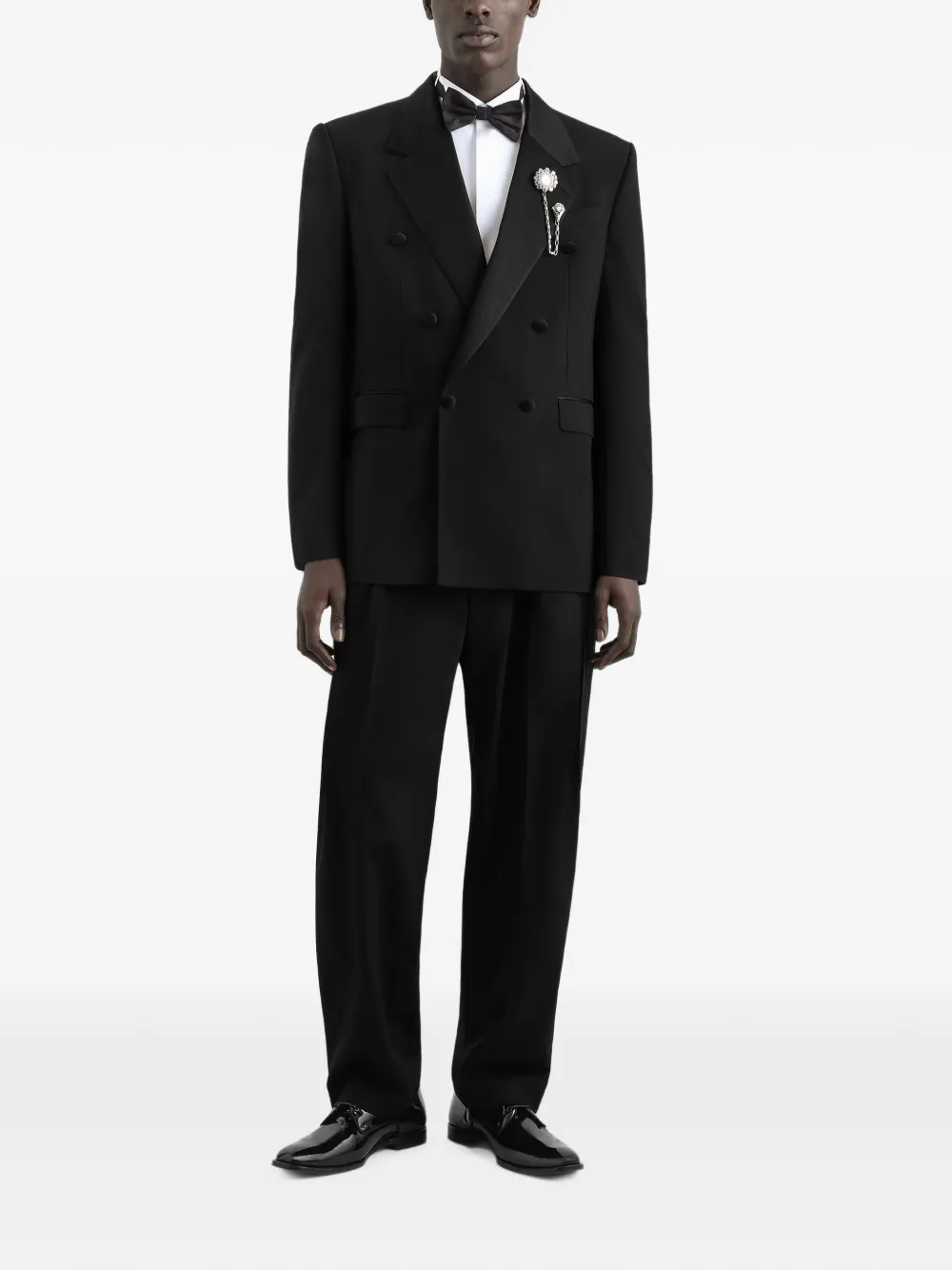 Dolce & Gabbana Palermo smoking van scheerwol met dubbele rij knopen Zwart