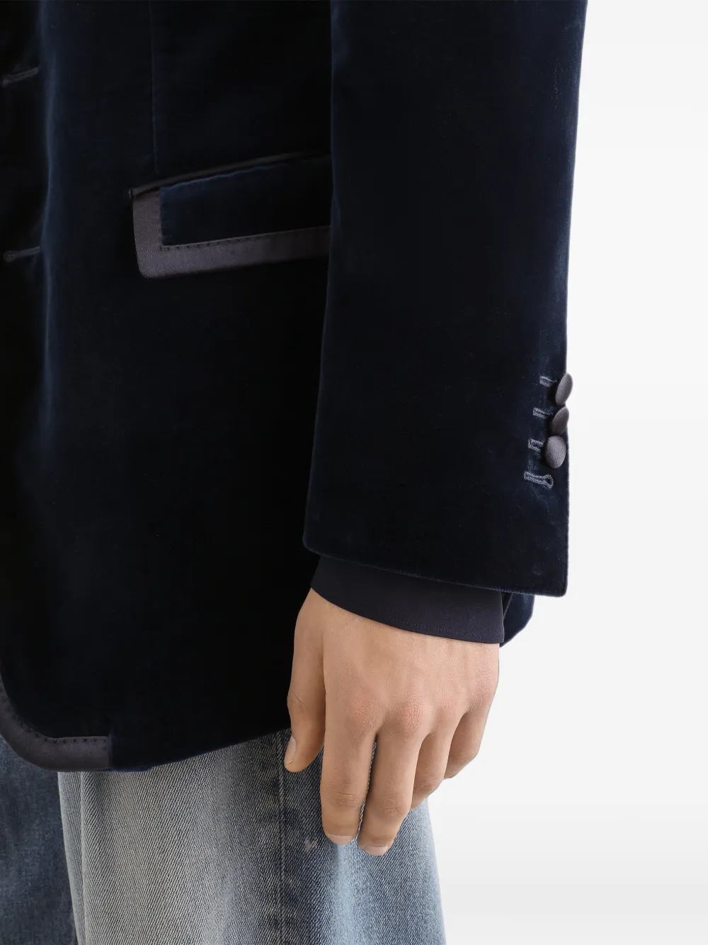 Dolce & Gabbana Sicilia fluwelen smoking met enkele rij knopen Blauw