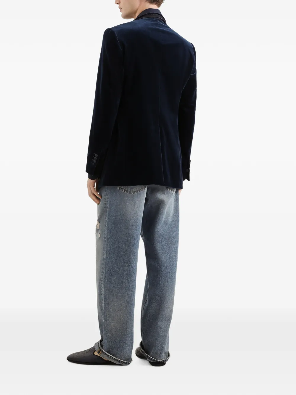 Dolce & Gabbana Sicilia fluwelen smoking met enkele rij knopen Blauw