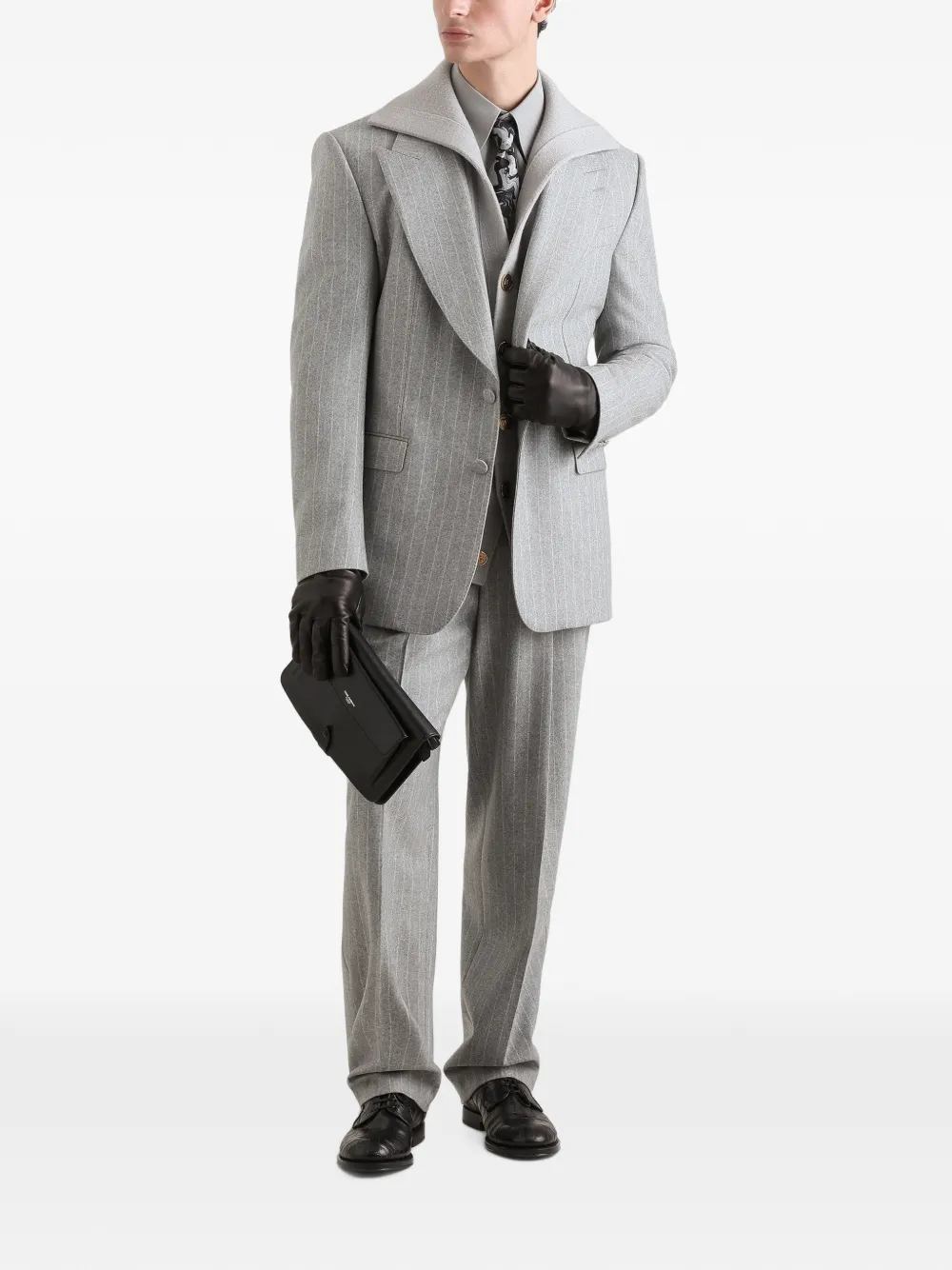 Dolce & Gabbana Martini flanellen jack met enkele rij knopen en krijtstreep Grijs