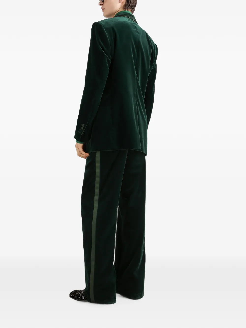 Dolce & Gabbana Fluwelen smoking met enkele rij knopen Groen