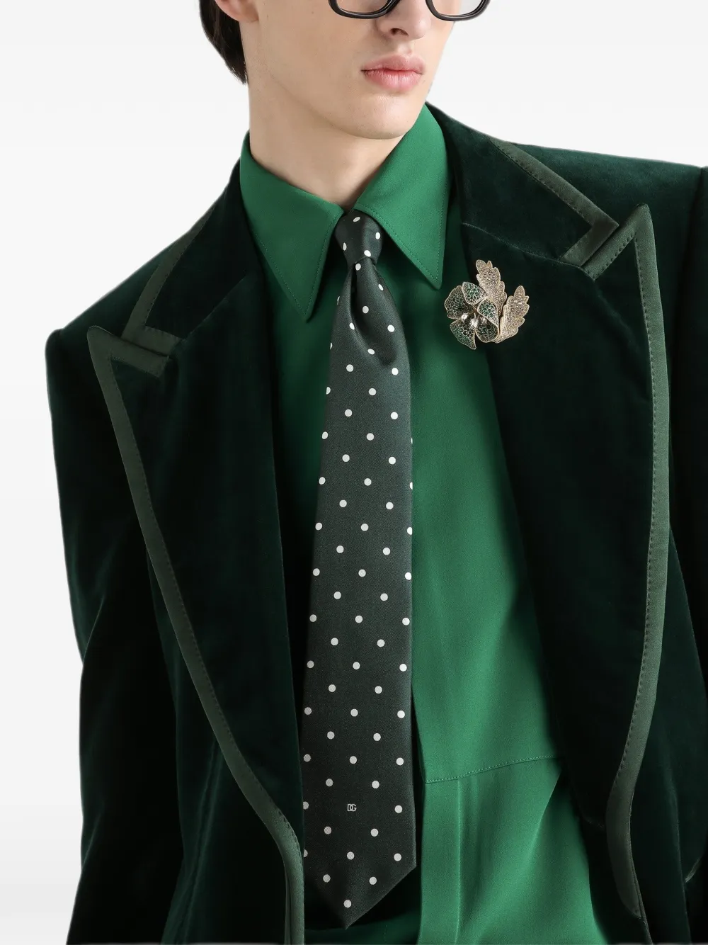 Dolce & Gabbana Fluwelen smoking met enkele rij knopen Groen