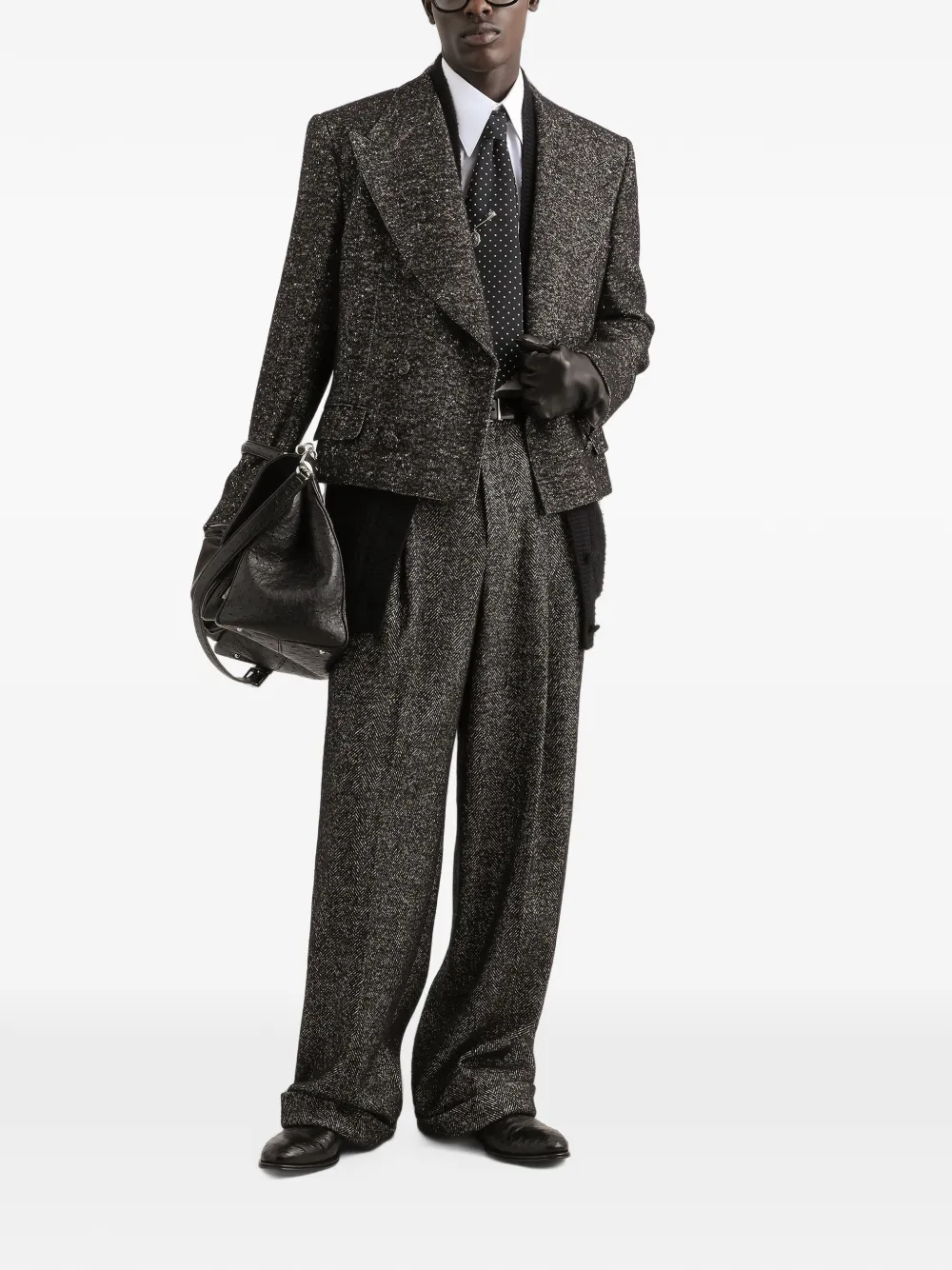 Dolce & Gabbana Sicilia double-breasted jacket in textured wool Zwart