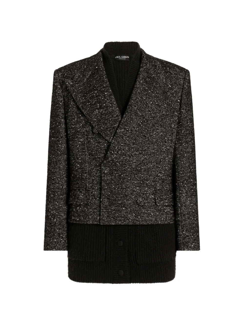 Dolce & Gabbana Sicilia double-breasted jacket in textured wool Zwart