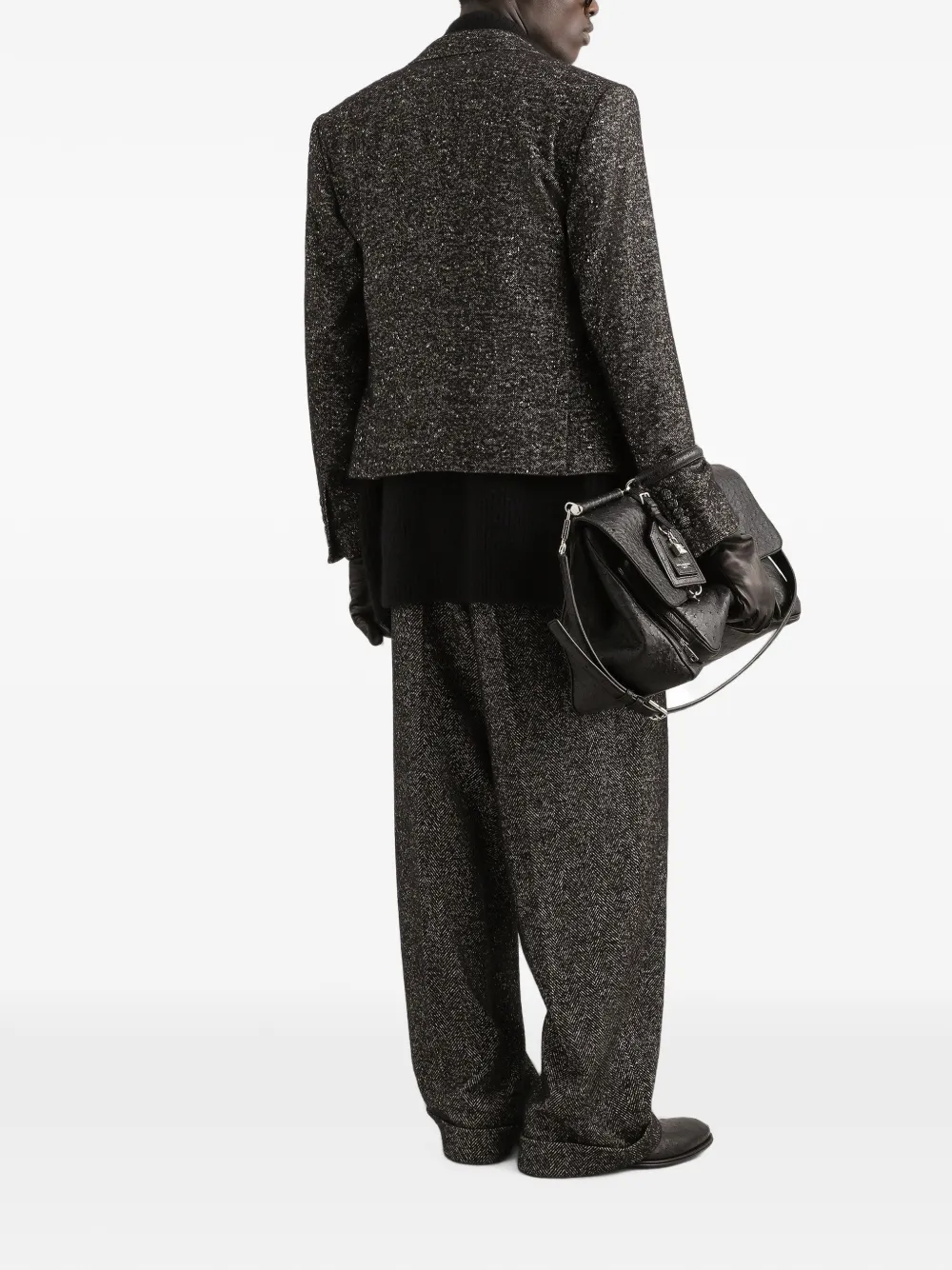 Dolce & Gabbana Sicilia double-breasted jacket in textured wool Zwart