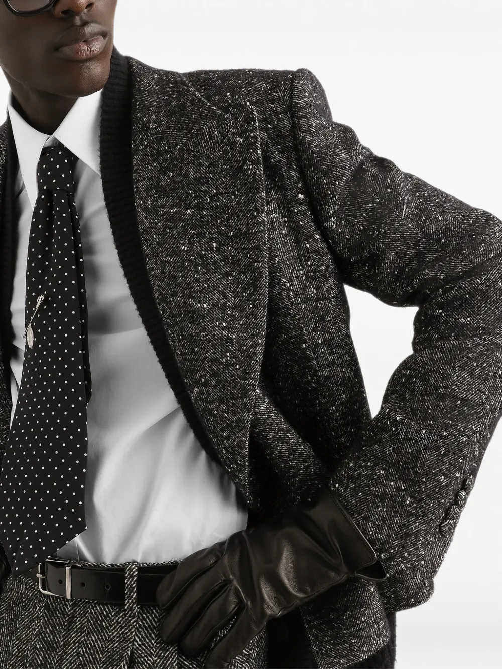Dolce & Gabbana Sicilia double-breasted jacket in textured wool Zwart