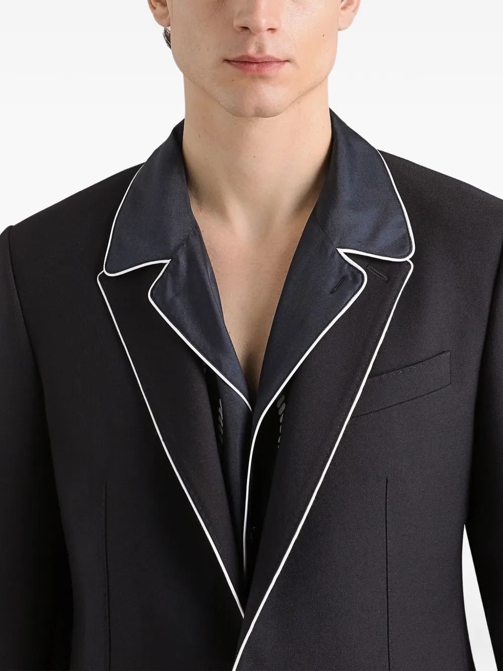 Dolce & Gabbana Martini Light wollen twill blazer met enkele rij knopen Blauw