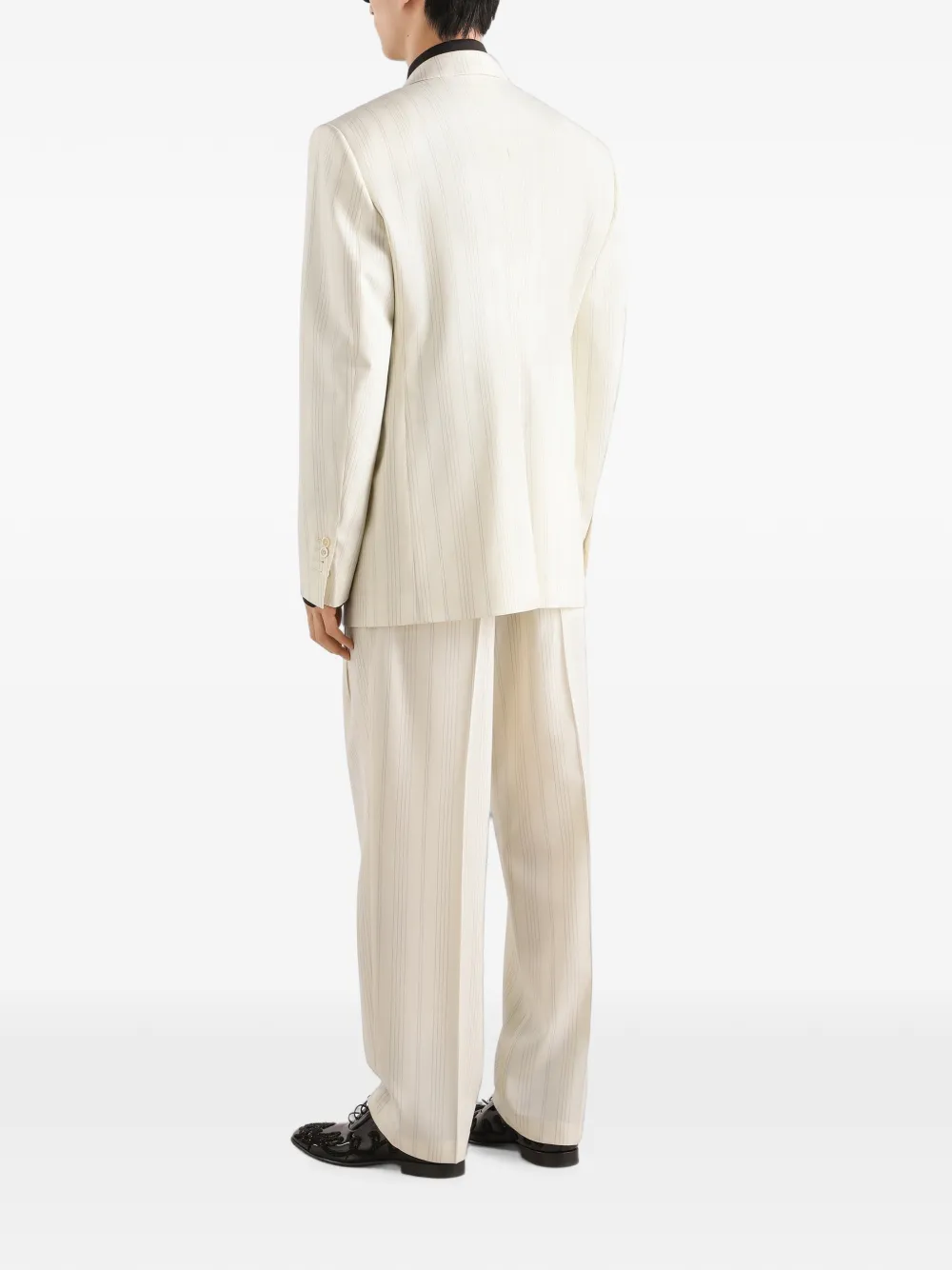 Dolce & Gabbana Sinatra wollen jack met krijtstreep en enkele rij knopen Beige