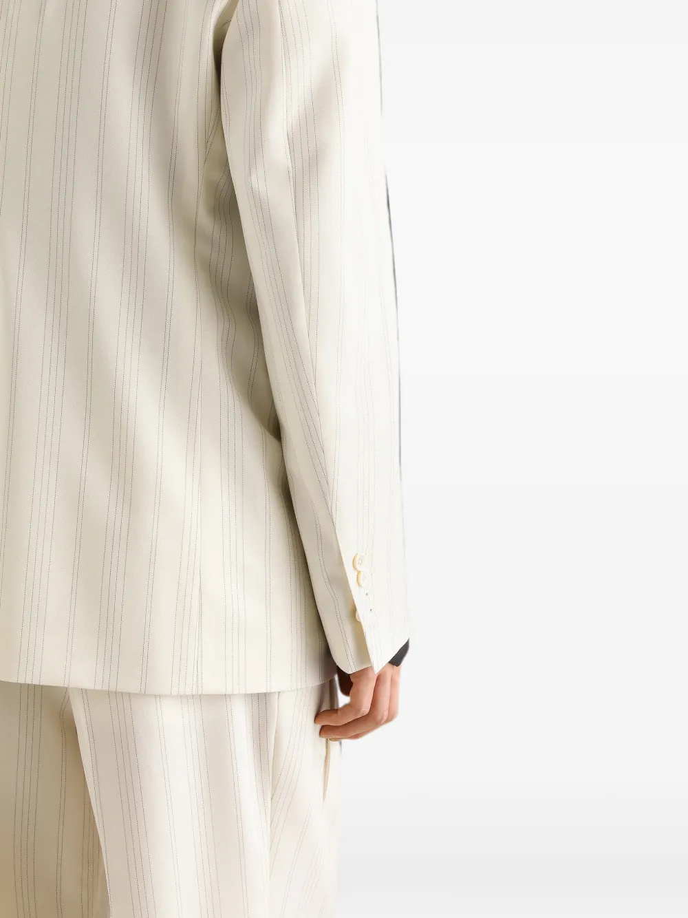 Dolce & Gabbana Sinatra wollen jack met krijtstreep en enkele rij knopen Beige