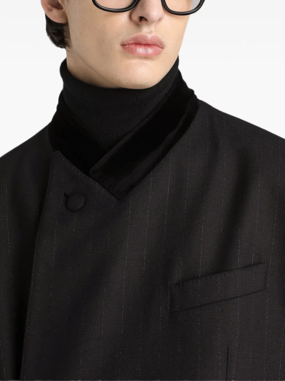 Dolce & Gabbana Sicilia wollen jack met dubbele rij knopen en krijtstreep Zwart