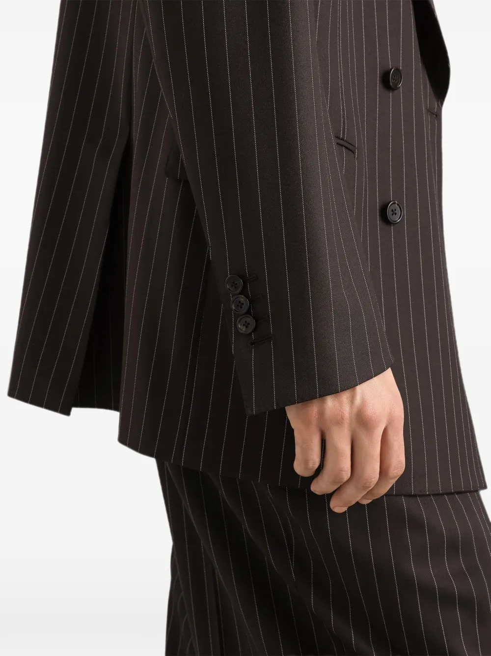 Dolce & Gabbana Wollen krijtstreepjack met dubbele rij knopen Bruin
