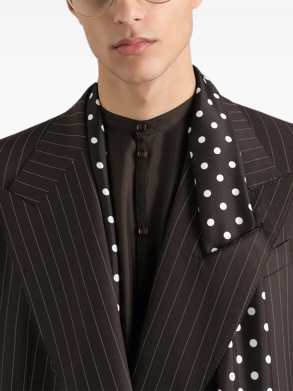 Dolce & Gabbana Wollen krijtstreepjack met dubbele rij knopen Bruin