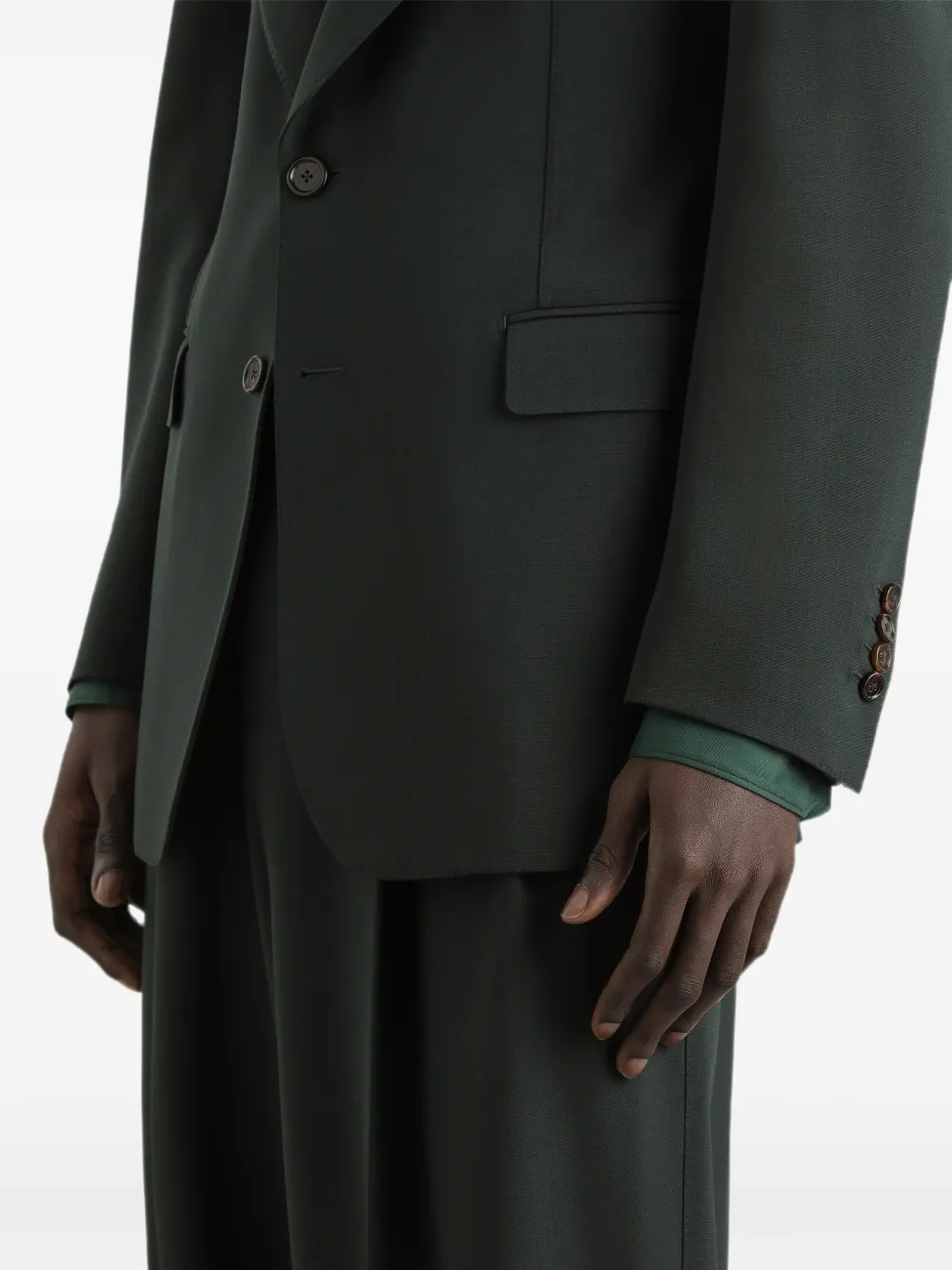 Dolce & Gabbana Fijn geribbeld jack met enkele rij knopen Groen