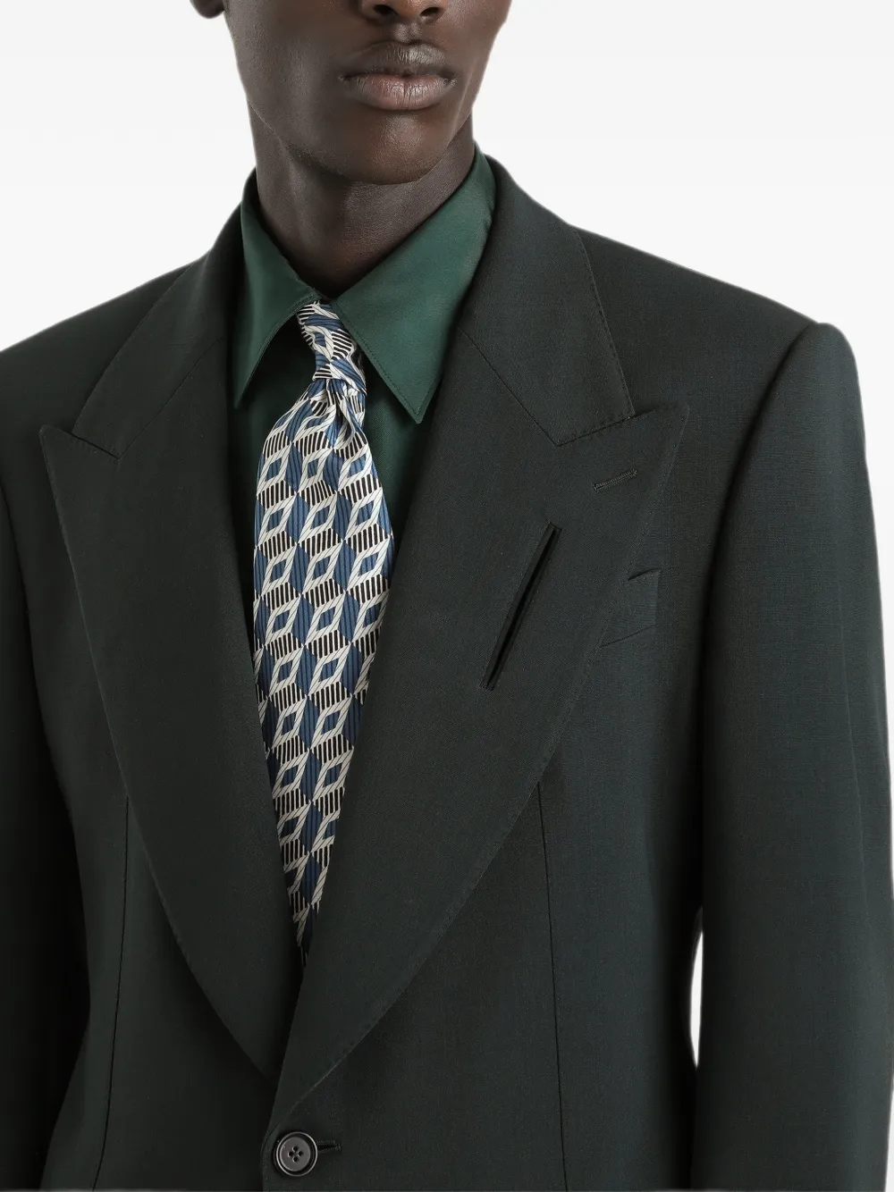Dolce & Gabbana Fijn geribbeld jack met enkele rij knopen Groen