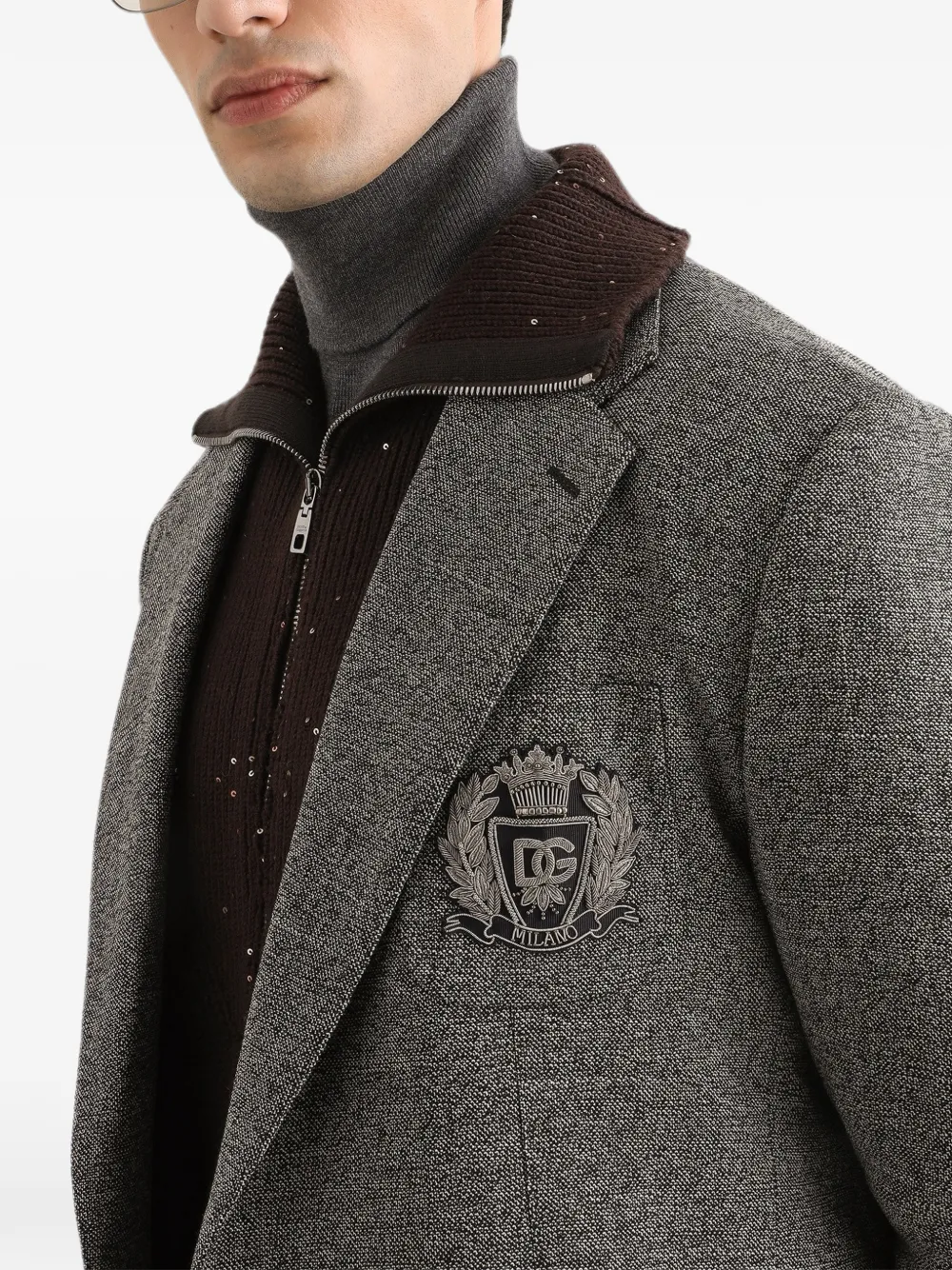 Dolce & Gabbana Portofino wollen jack met enkele rij knopen Grijs