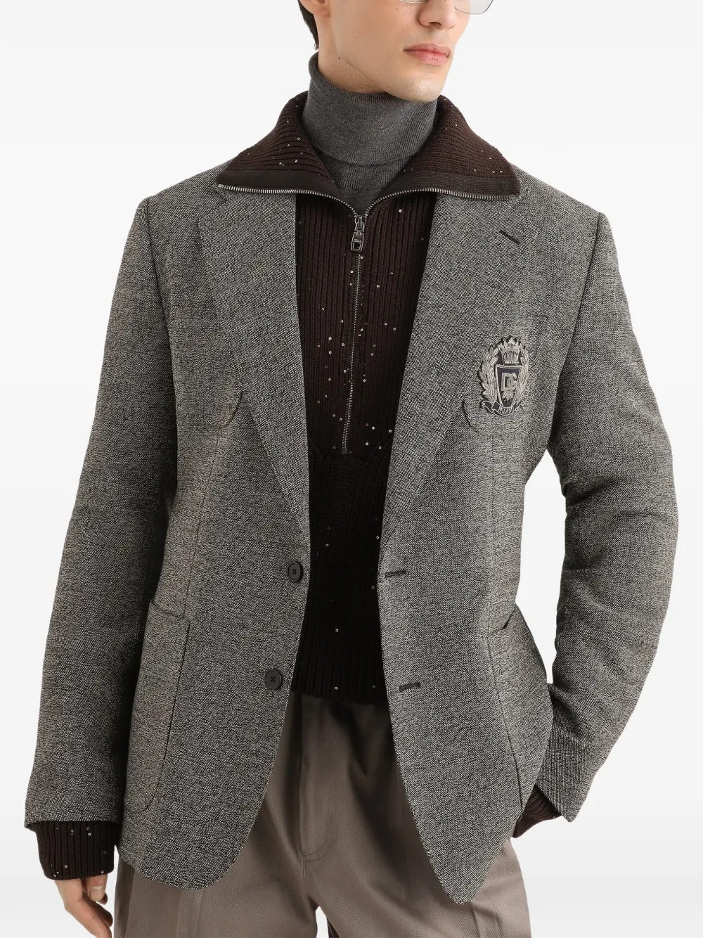 Dolce & Gabbana Portofino wollen jack met enkele rij knopen Grijs