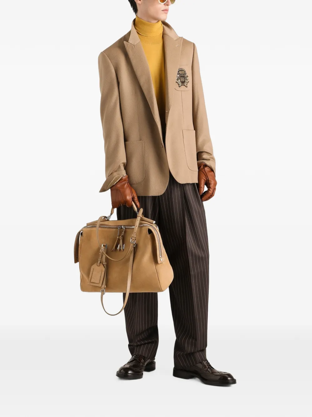 Dolce & Gabbana Portofino jack van kasjmier met enkele rij knopen Beige