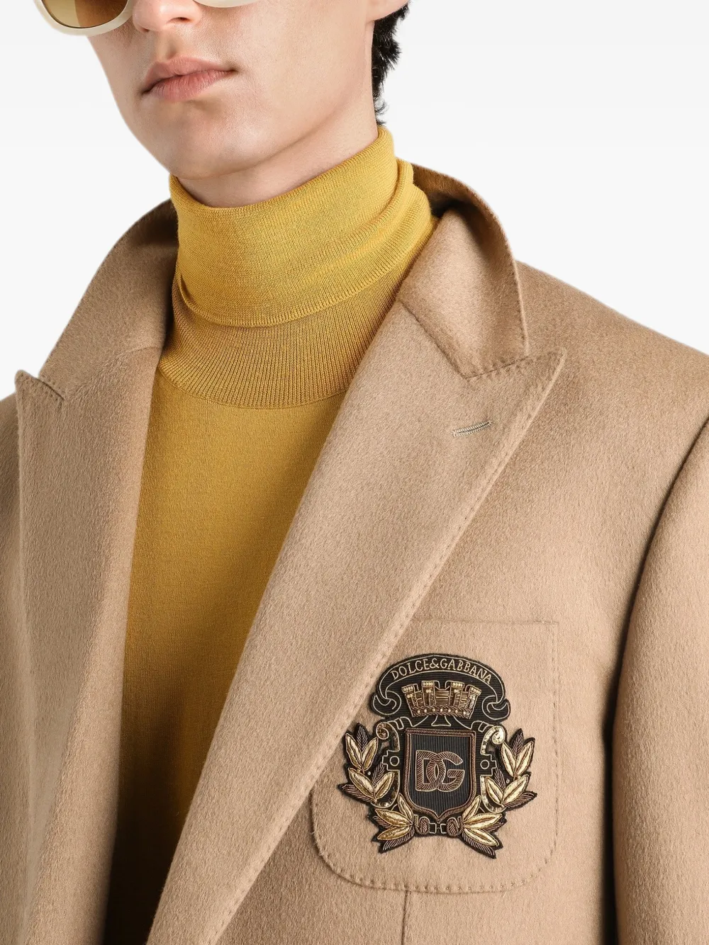 Dolce & Gabbana Portofino jack van kasjmier met enkele rij knopen Beige