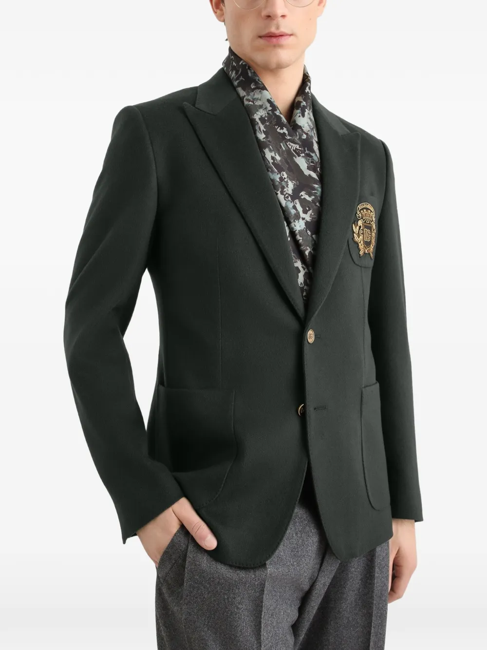 Dolce & Gabbana Portofino jack van kasjmier met enkele rij knopen Groen