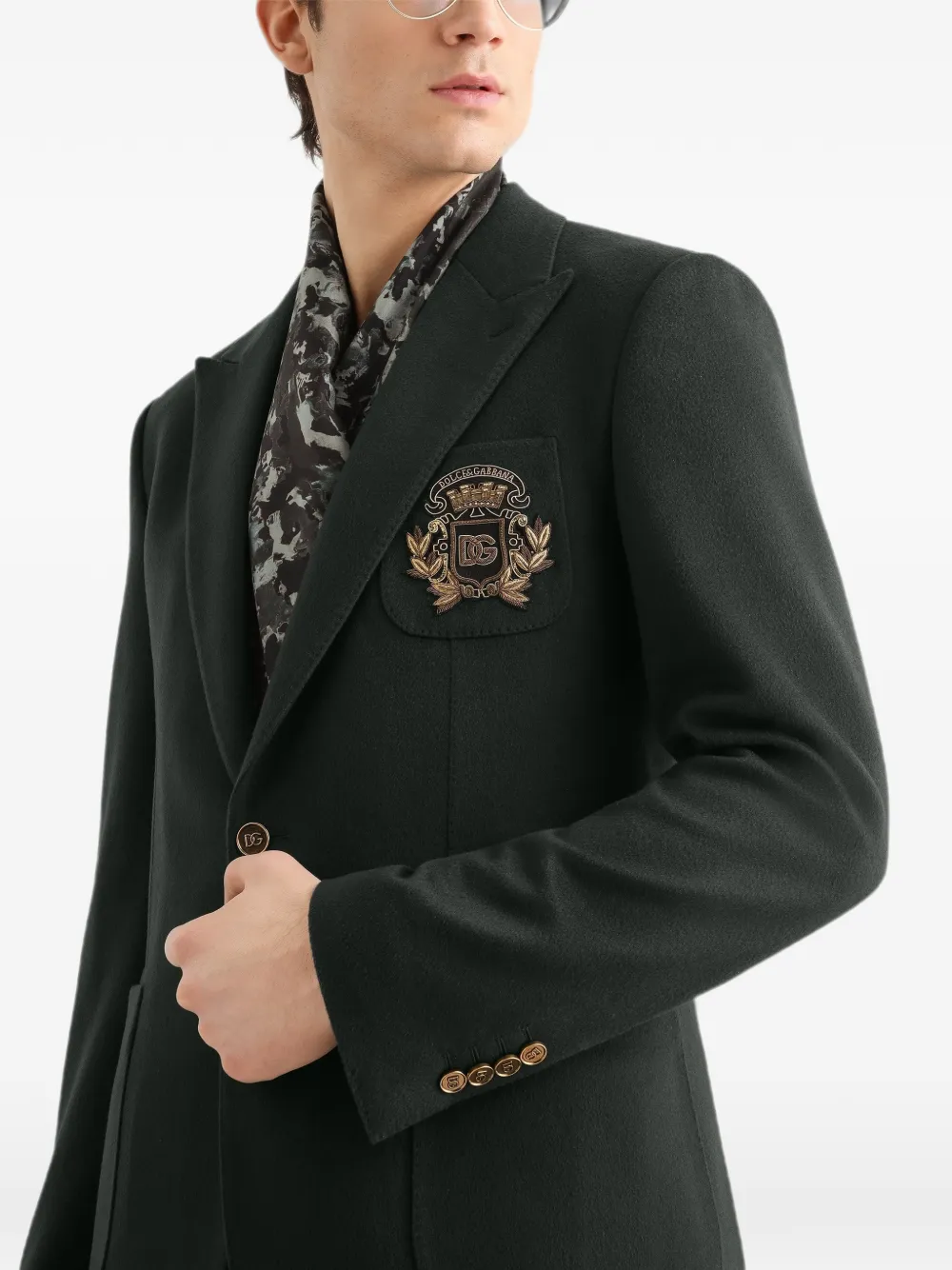 Dolce & Gabbana Portofino jack van kasjmier met enkele rij knopen Groen