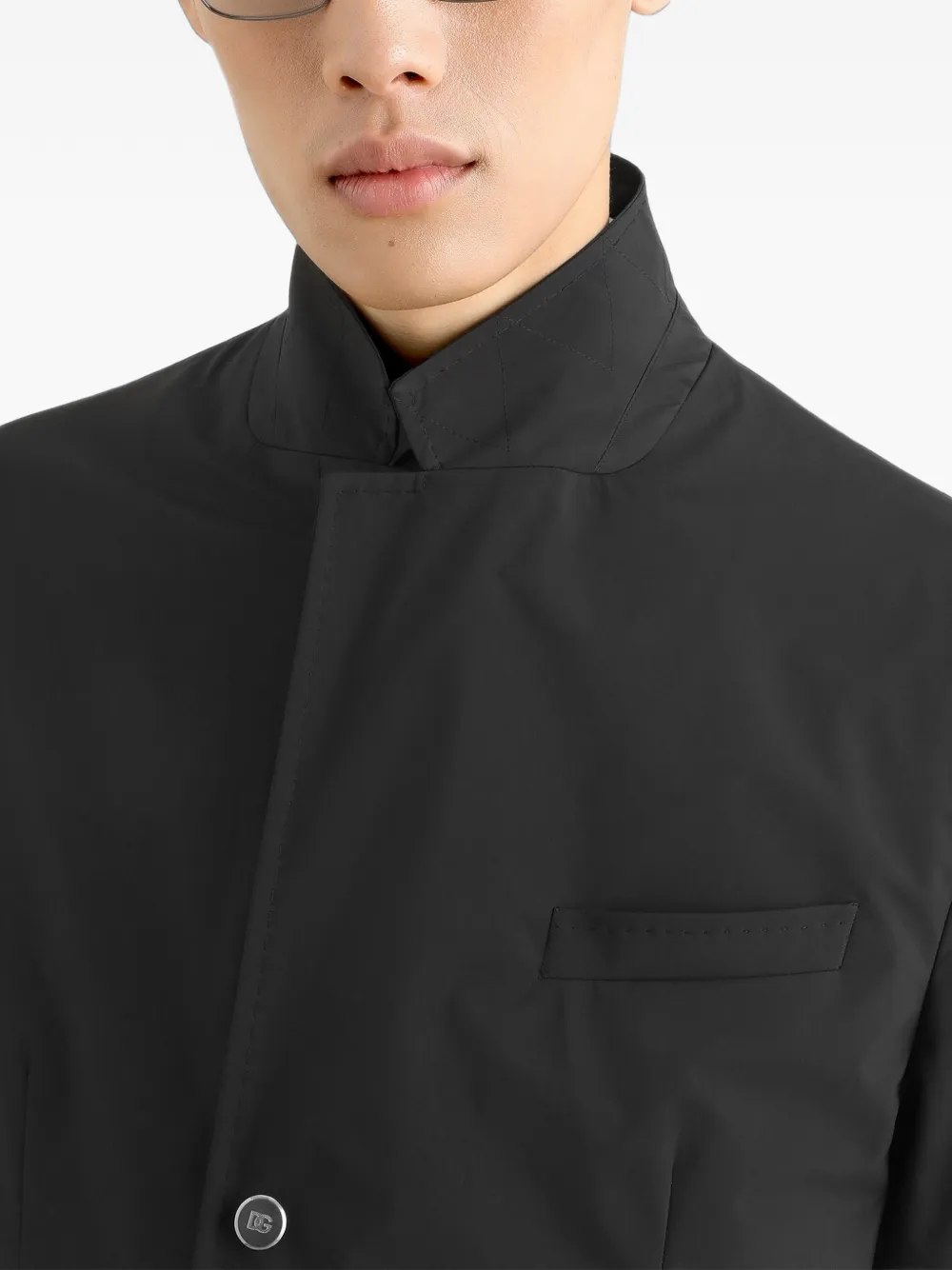 Dolce & Gabbana Portofino nylon jack met enkele rij knopen Zwart