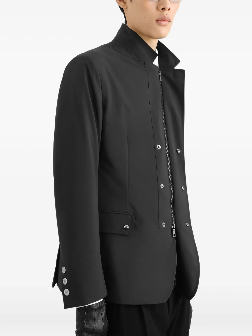 Dolce & Gabbana Portofino nylon jack met enkele rij knopen Zwart