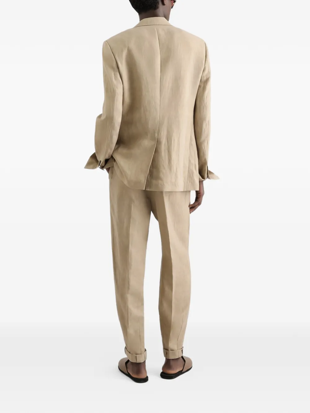 Dolce & Gabbana Martini Light linnen jas met één borst Beige