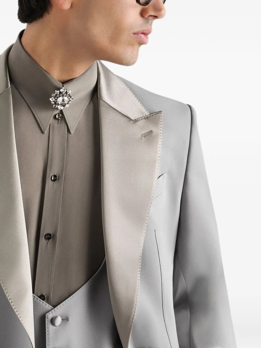 Dolce & Gabbana Sicilia geribbeld colbert met enkele rij knopen Grijs