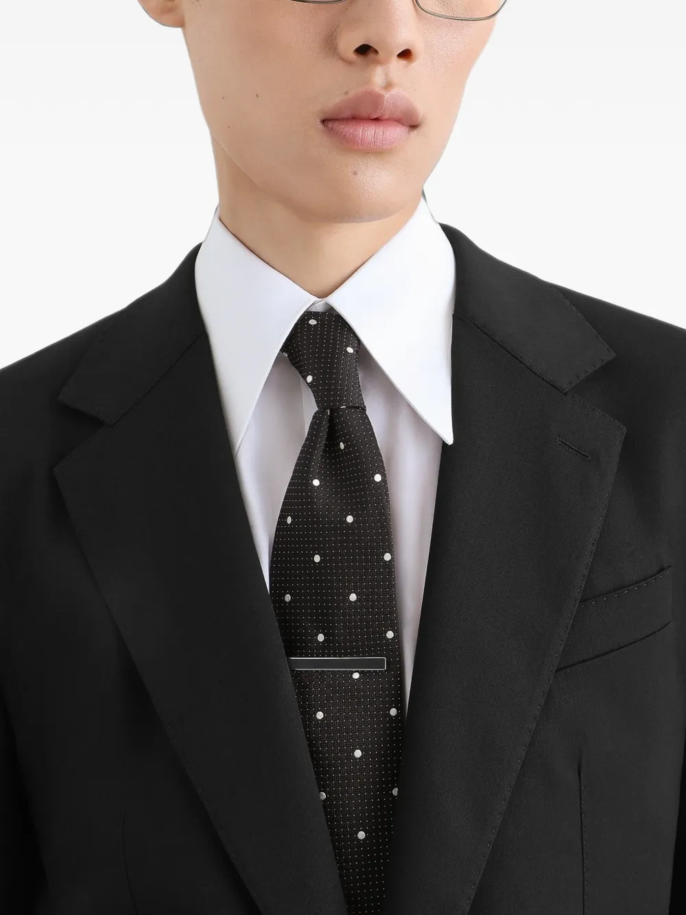 Dolce & Gabbana Taormina jack van technische wol met enkele rij knopen Zwart