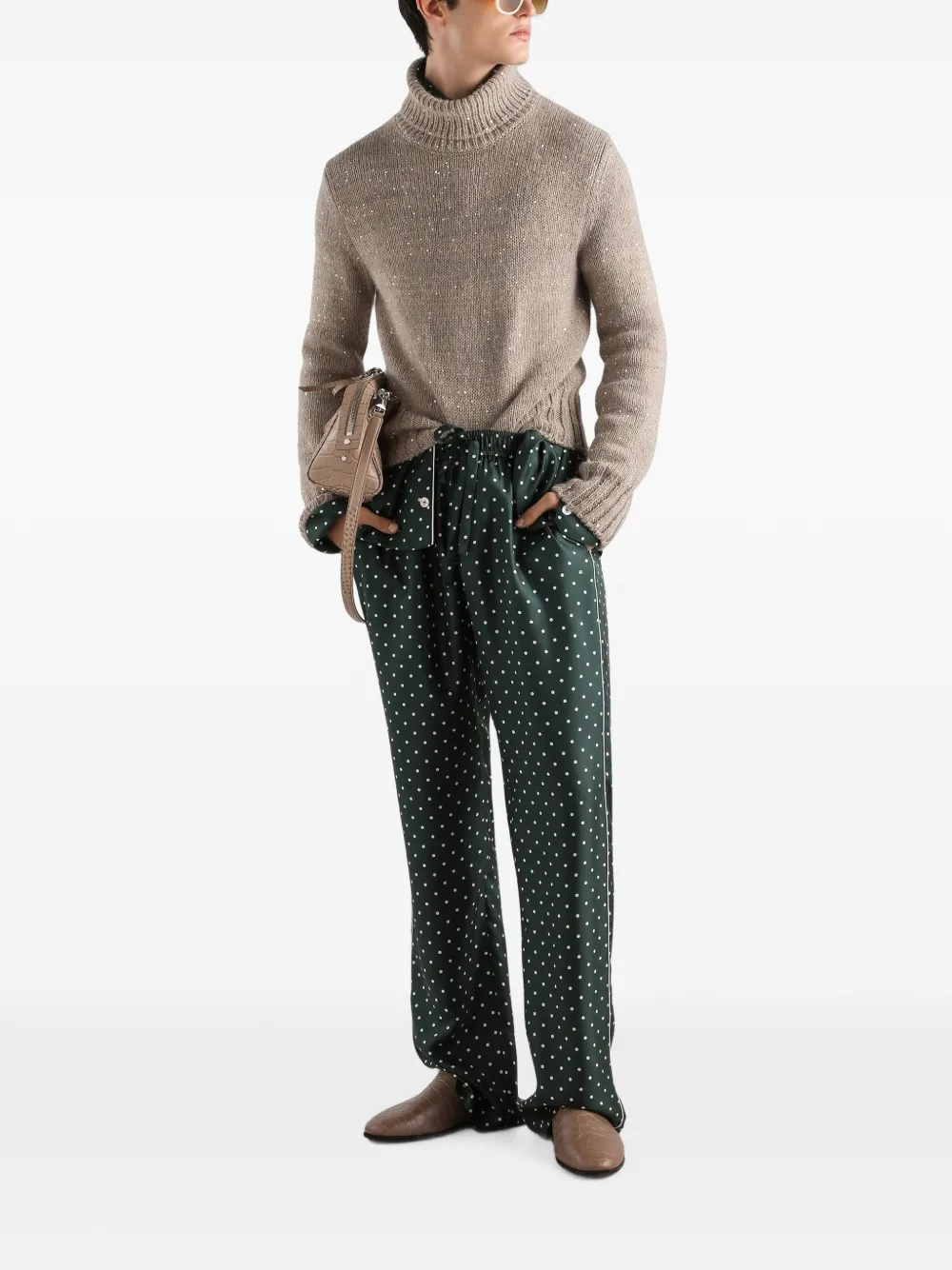 Dolce & Gabbana Zijden twill overhemd met stippen Groen