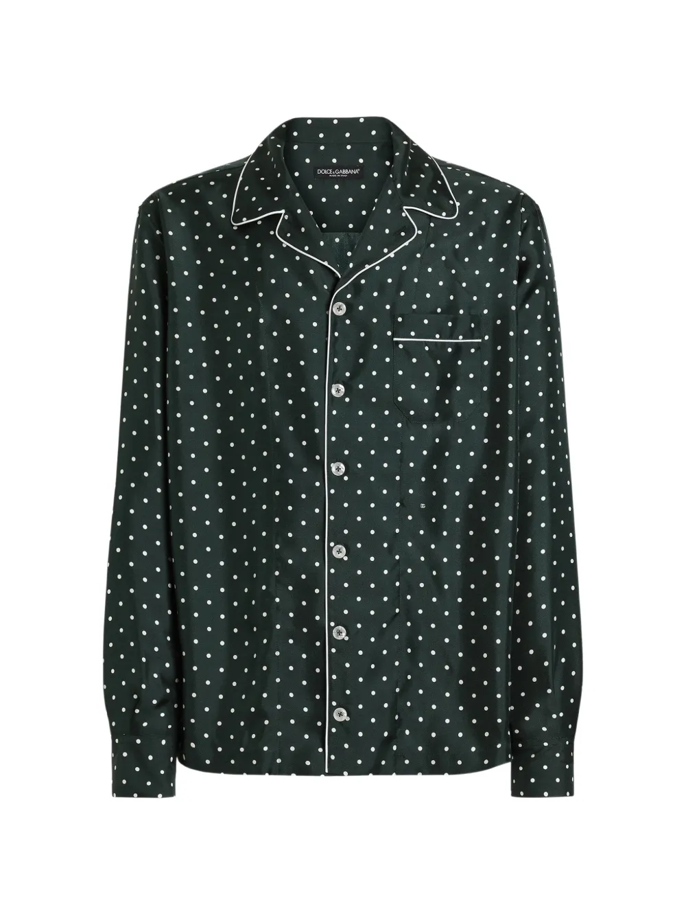 Dolce & Gabbana Camicia Hawaii in twill di seta a pois - Verde