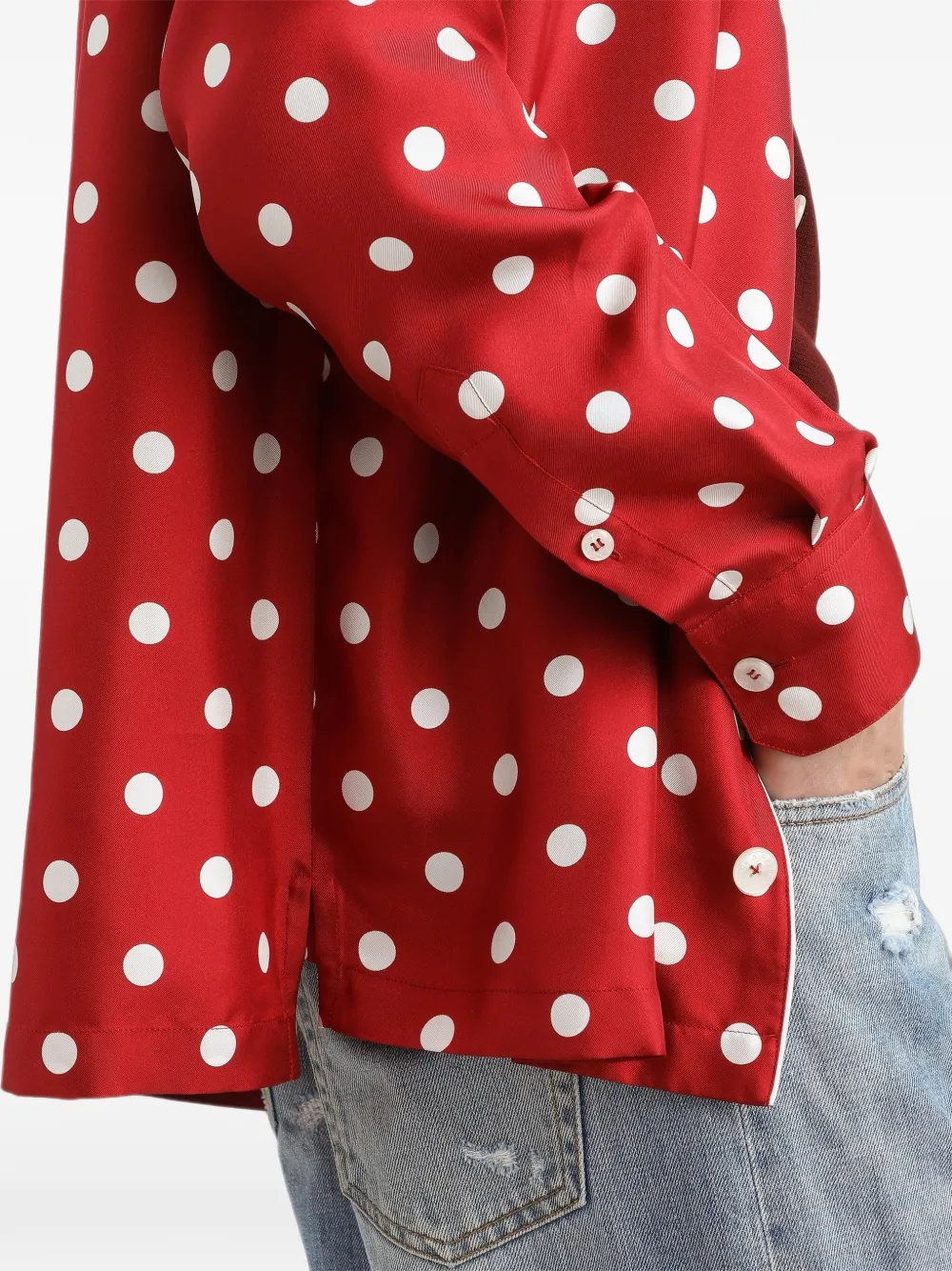 Dolce & Gabbana Zijde-twill overhemd met stippen Rood