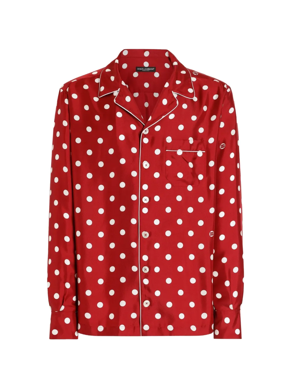 Dolce & Gabbana polka dot-print silk twill vanity shirt - Rosso