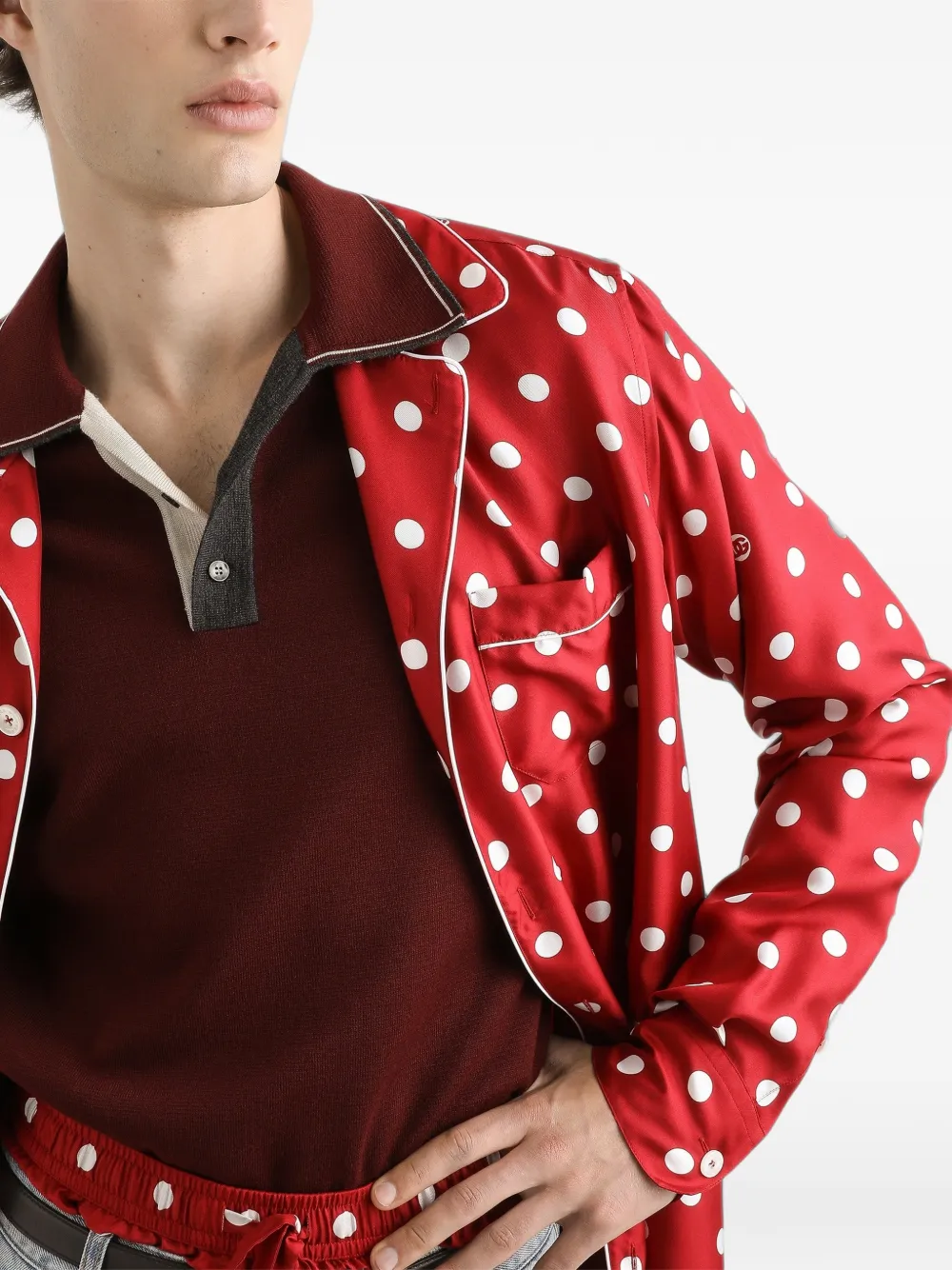 Dolce & Gabbana Zijde-twill overhemd met stippen Rood