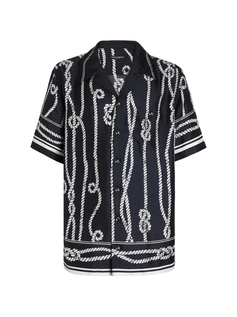 Dolce & Gabbana Hawaii-Hemd aus Seidentwill mit Marina-Print - Blau